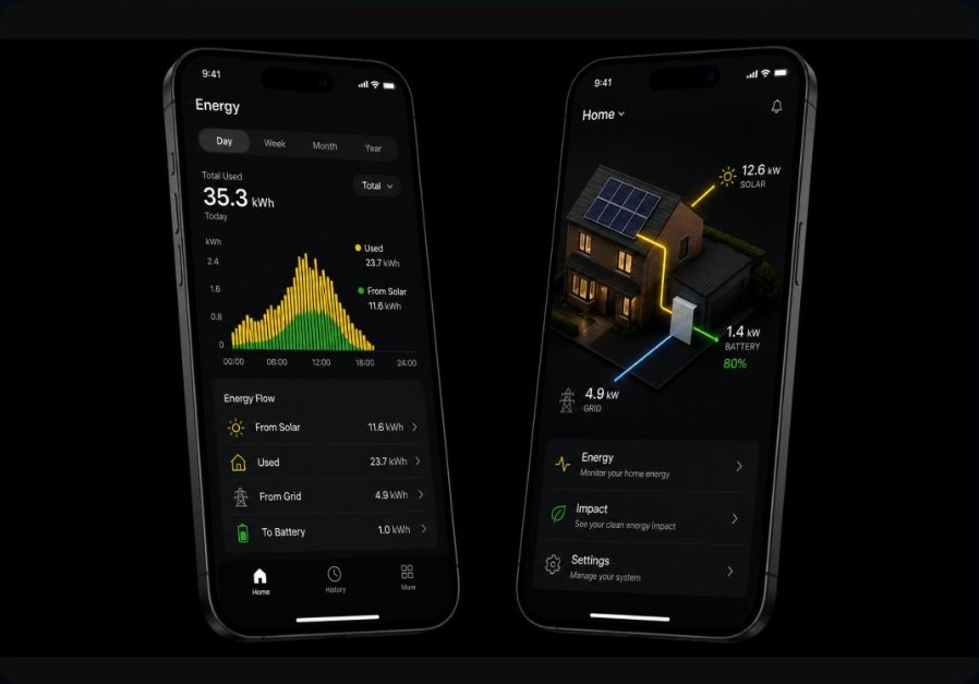Battery monitoring app on two phones