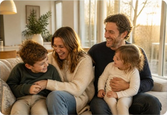 Family relaxing at home