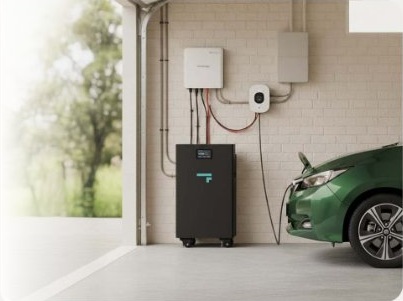 Battery and EV charger in a garage
